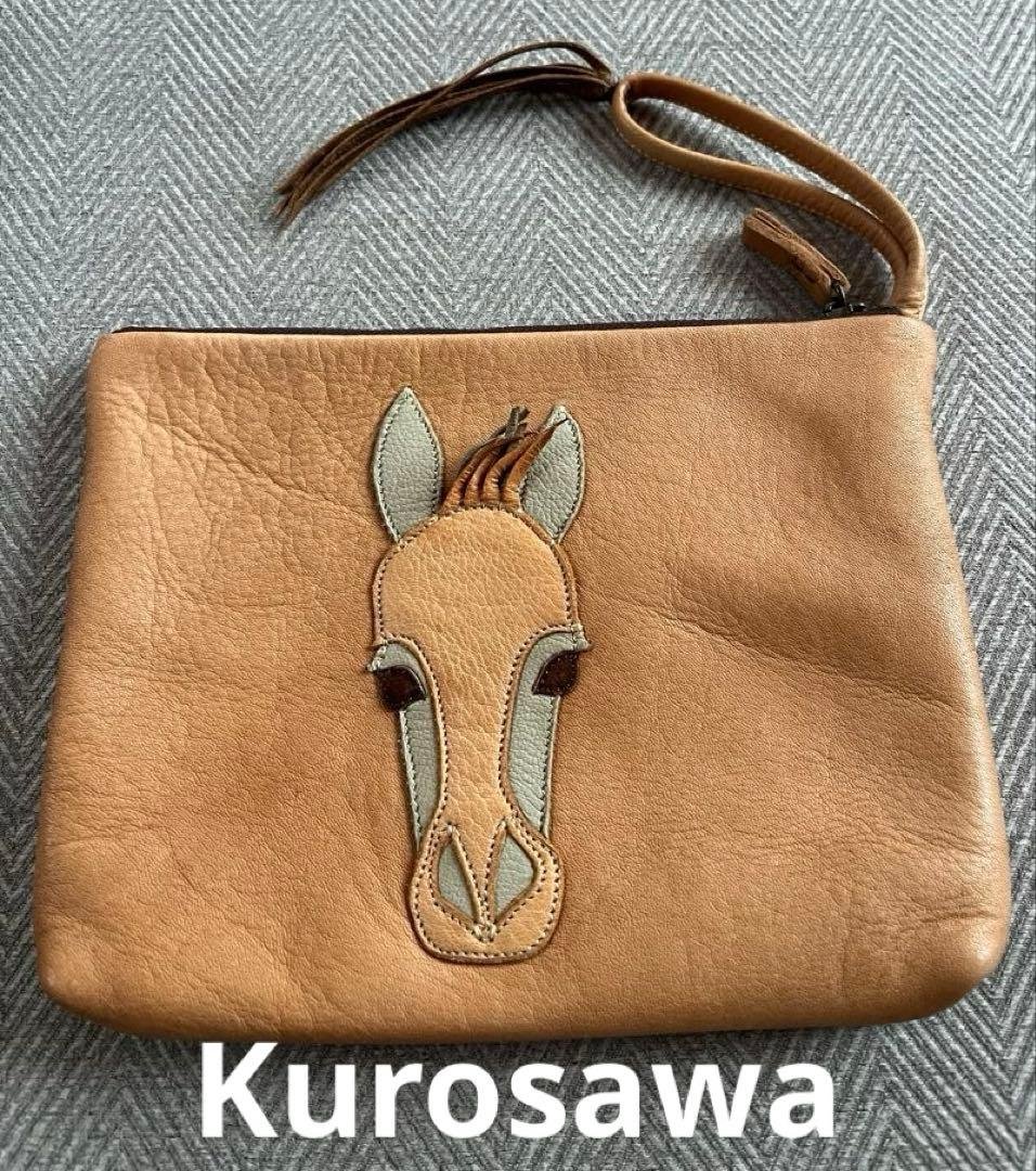 Kurosawa 馬の刺繍 本革クラッチバッグ