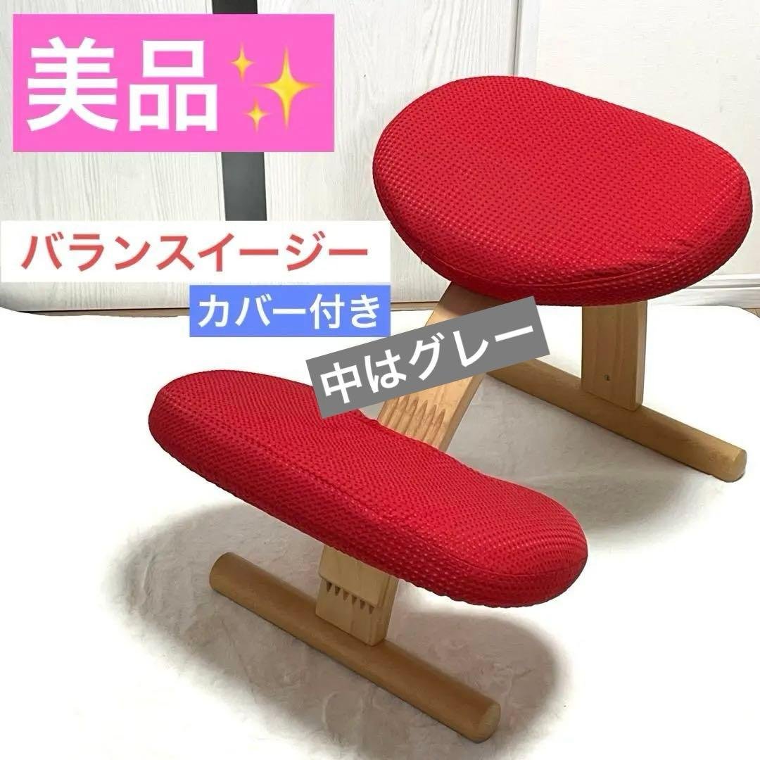 【美品】バランスイージー グレー 赤カバー付き バランスチェア RYBO