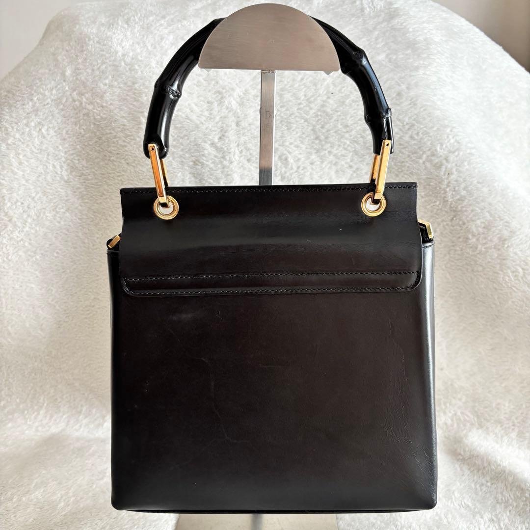 ✨美品✨ GUCCI グッチ バンブー ハンドバッグ レザー 本革 ブラック 黒