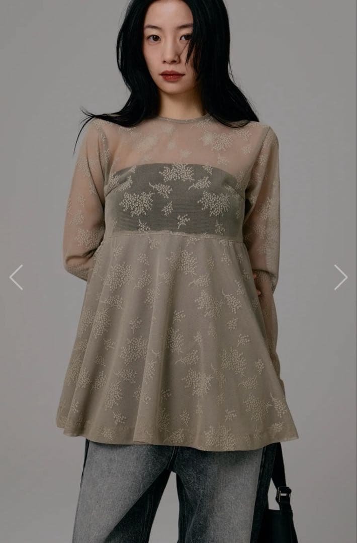 トップス louren tulle peplum blouse