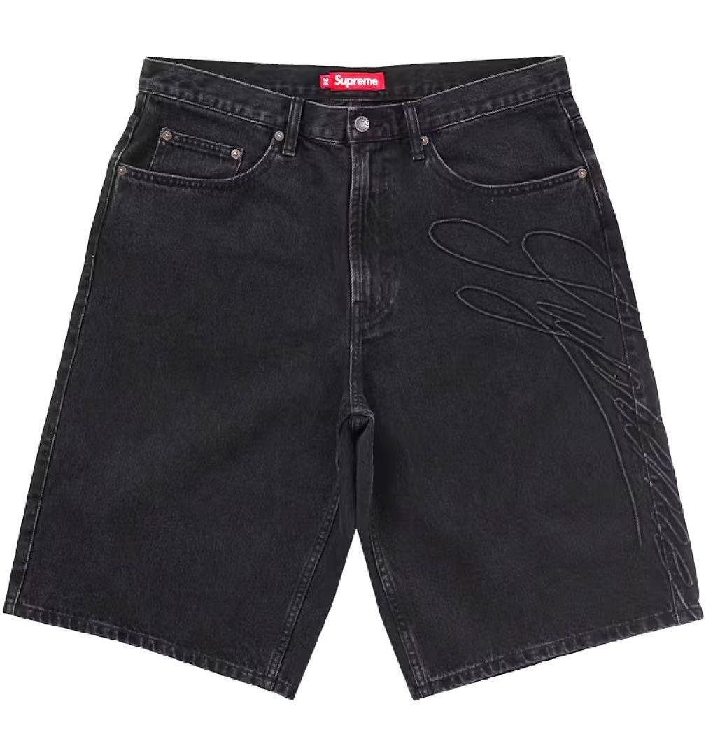 パンツ Supreme script baggy denim shorts 24ss