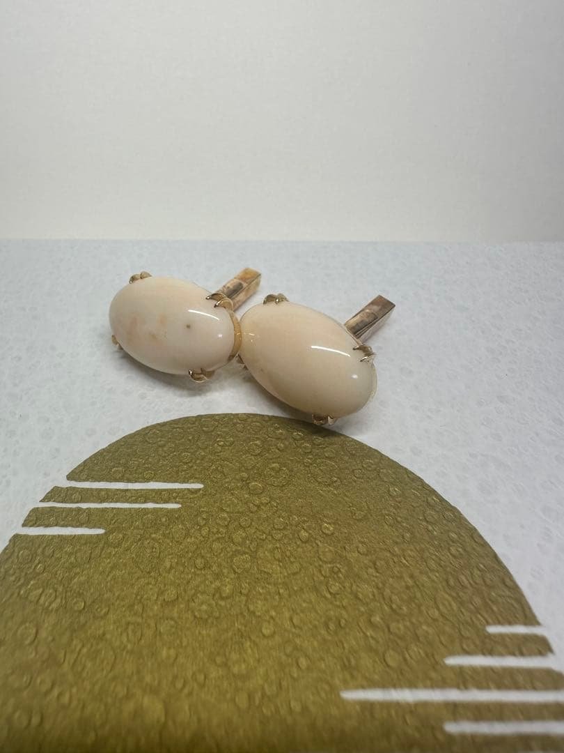 K18 桃珊瑚カフリンクス