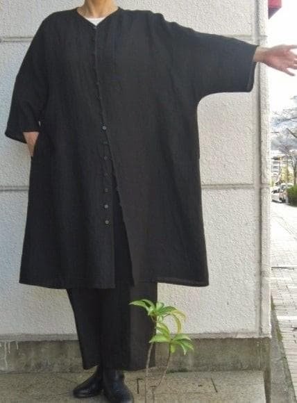 夏物＊ヨーガンレール麻縮み＊ロング羽織りチュニック＊ババグーリ