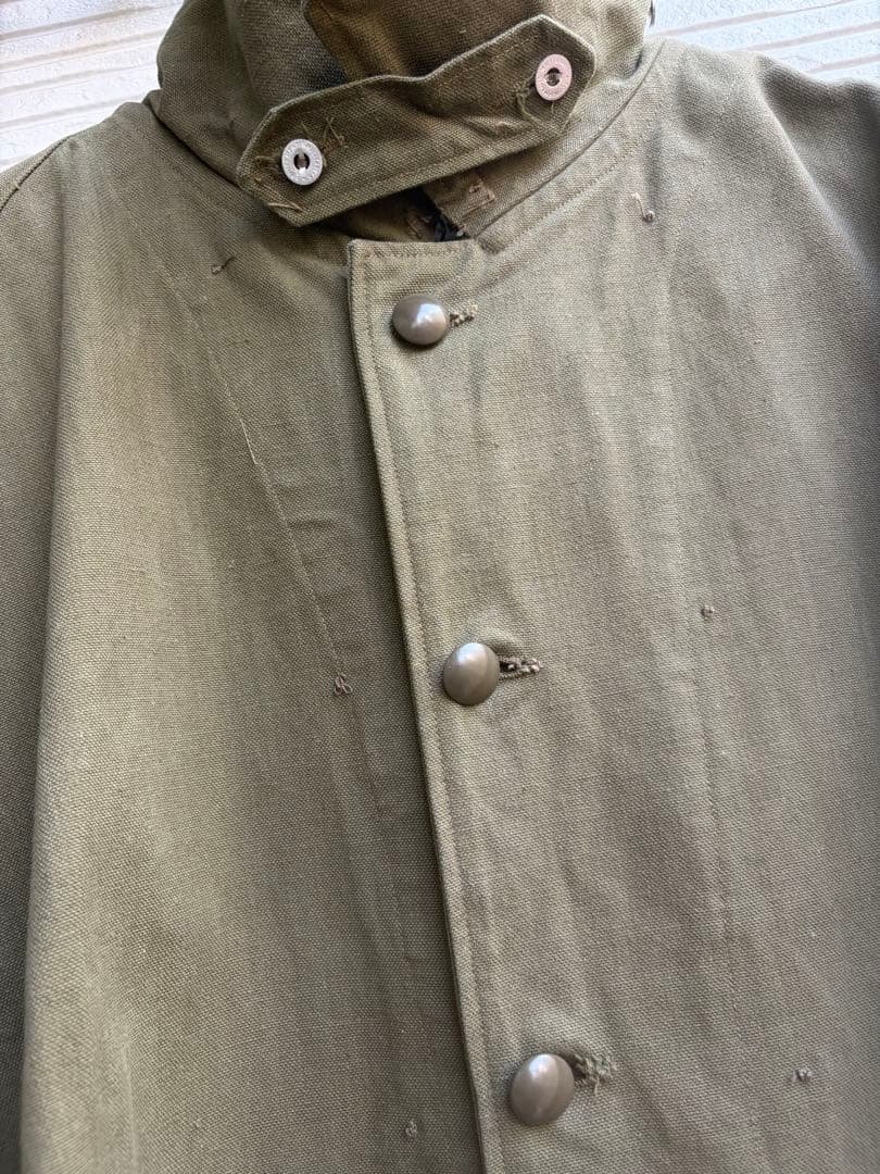 実物40s〜50s フランス軍 モーターサイクルコート サイズ6 コットンリネン