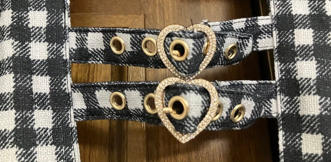 はしごリボンギンガムティアードスカパン ブラック タグ付き