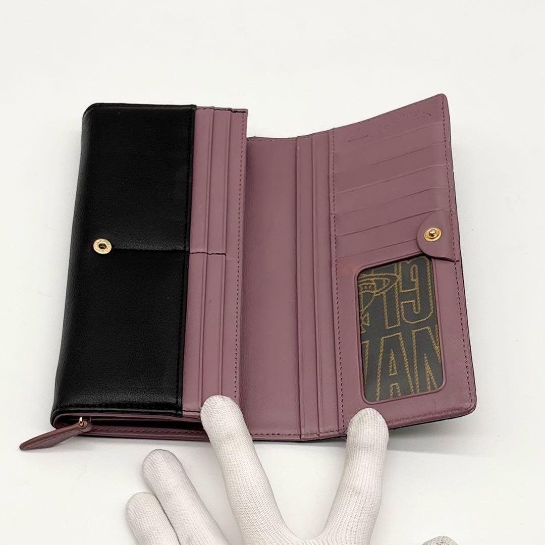 【極美品】ヴィヴィアンウエストウッド レザー 長財布 オーブ フラップ ブラック