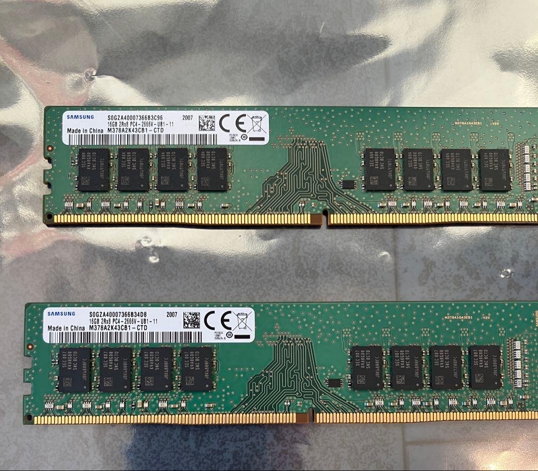 SAMSUNG　DDR4 PC4-2666V　16GB 2枚セット 計32GB