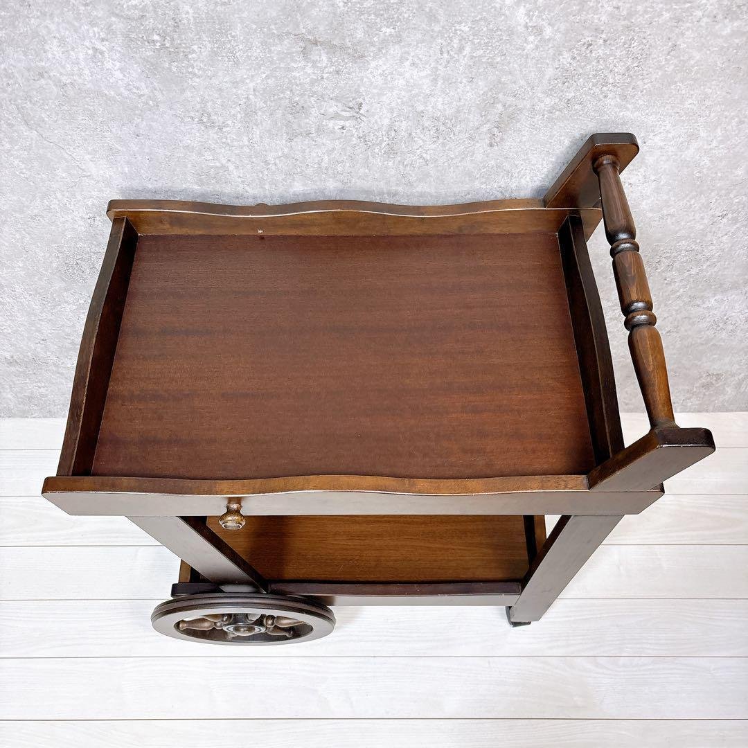 美品 karimoku カリモク キッチンワゴン 車輪 コロニアル アンティーク