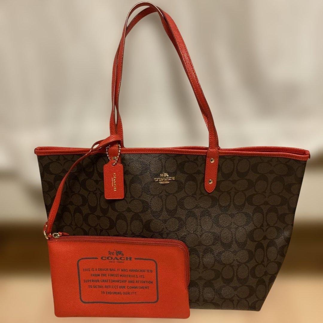 ひめ様　COACH トートバッグ ブラウン/レッド