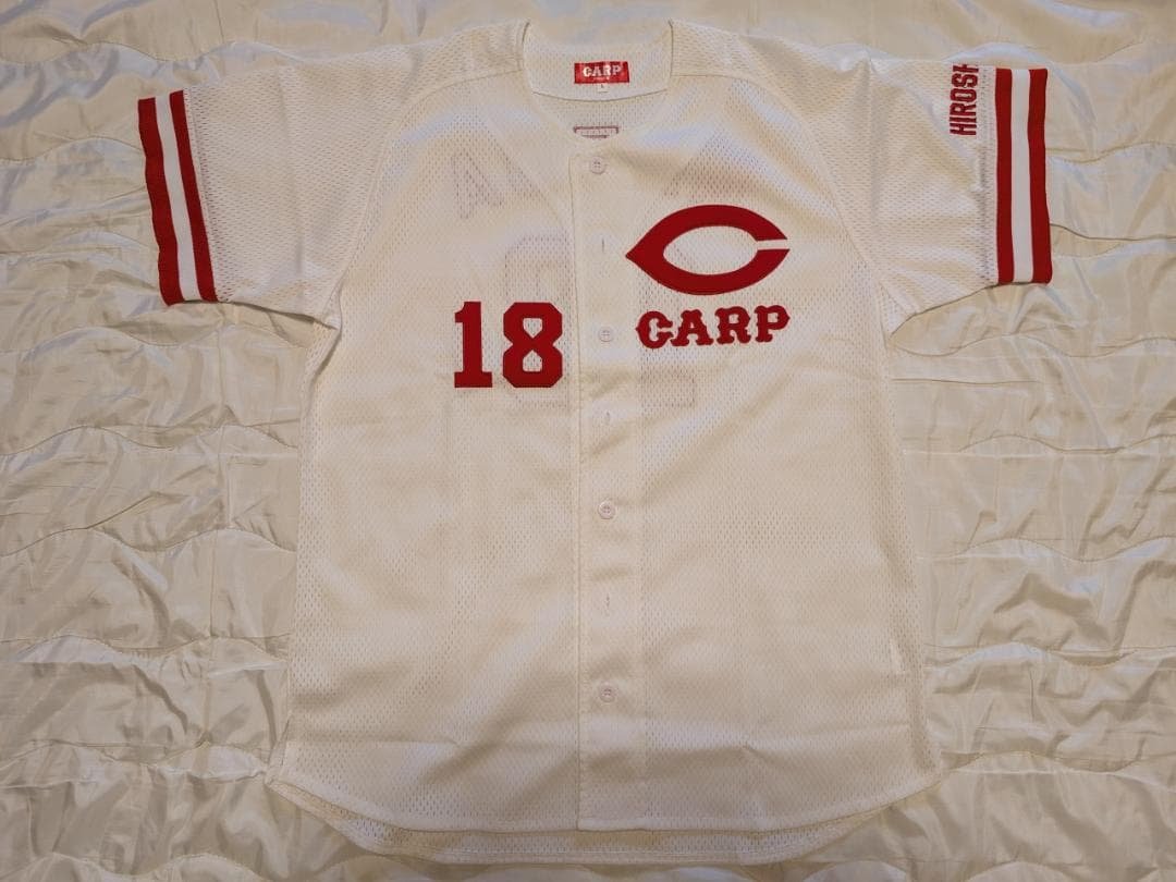 広島 カープ #18 前田健太 2010 復刻ユニ ホーム 白 L 開封済未使用