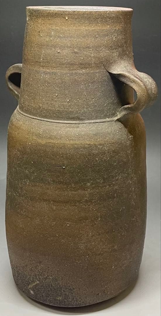 人間国宝　藤原雄　鵬雲斎書付　備前手付花器　大作30cm 　chi399