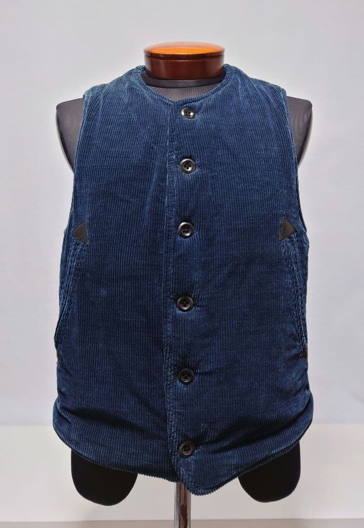 美品✨45RPM コーデュロイ ボア ベスト ネイビー ブラック 馬革使用 3