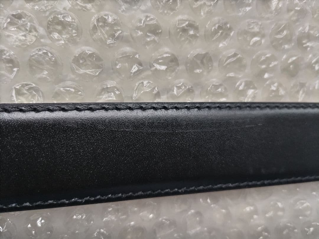 訳あり GUCCI グッチ Ladys ブラックレザー ベルト ダブルGロゴ