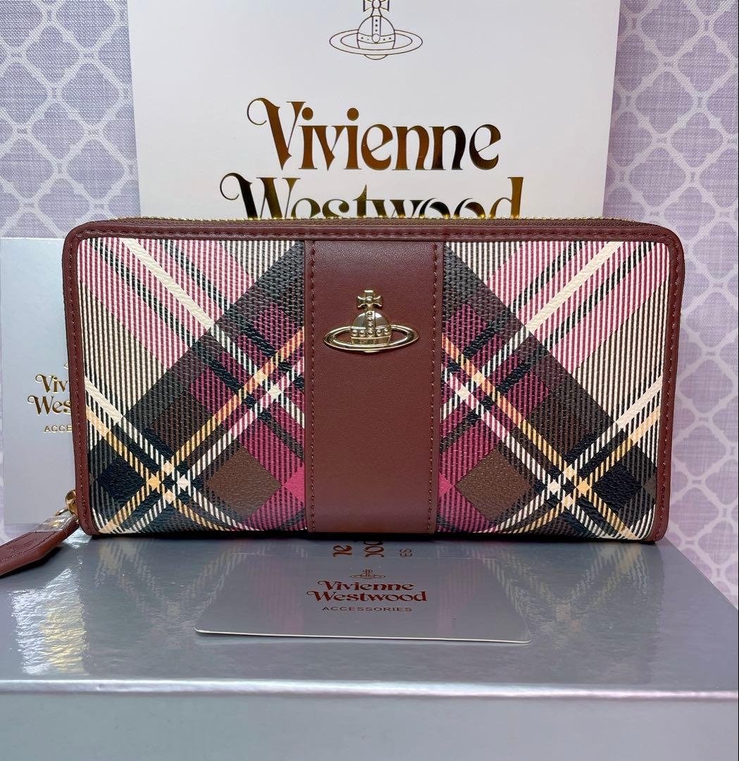 【大人気✨️】ヴィヴィアン・ウエストウッド 茶チェック 長財布