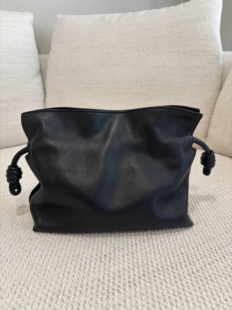 LOEWE フラメンコミニ　クラッチバッグ　ブラック　ナパカーフレザー